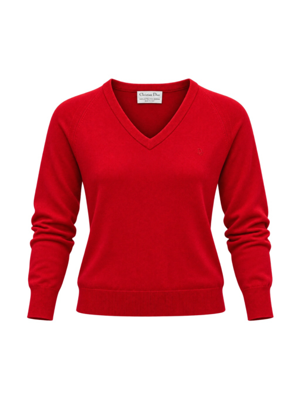 Women's Christian Dior V-Neck Sweater Red Size S